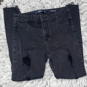 Hollister High Rise Distressed Black Crop Jean Legging